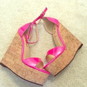 Hot pink cork wedges 6.5